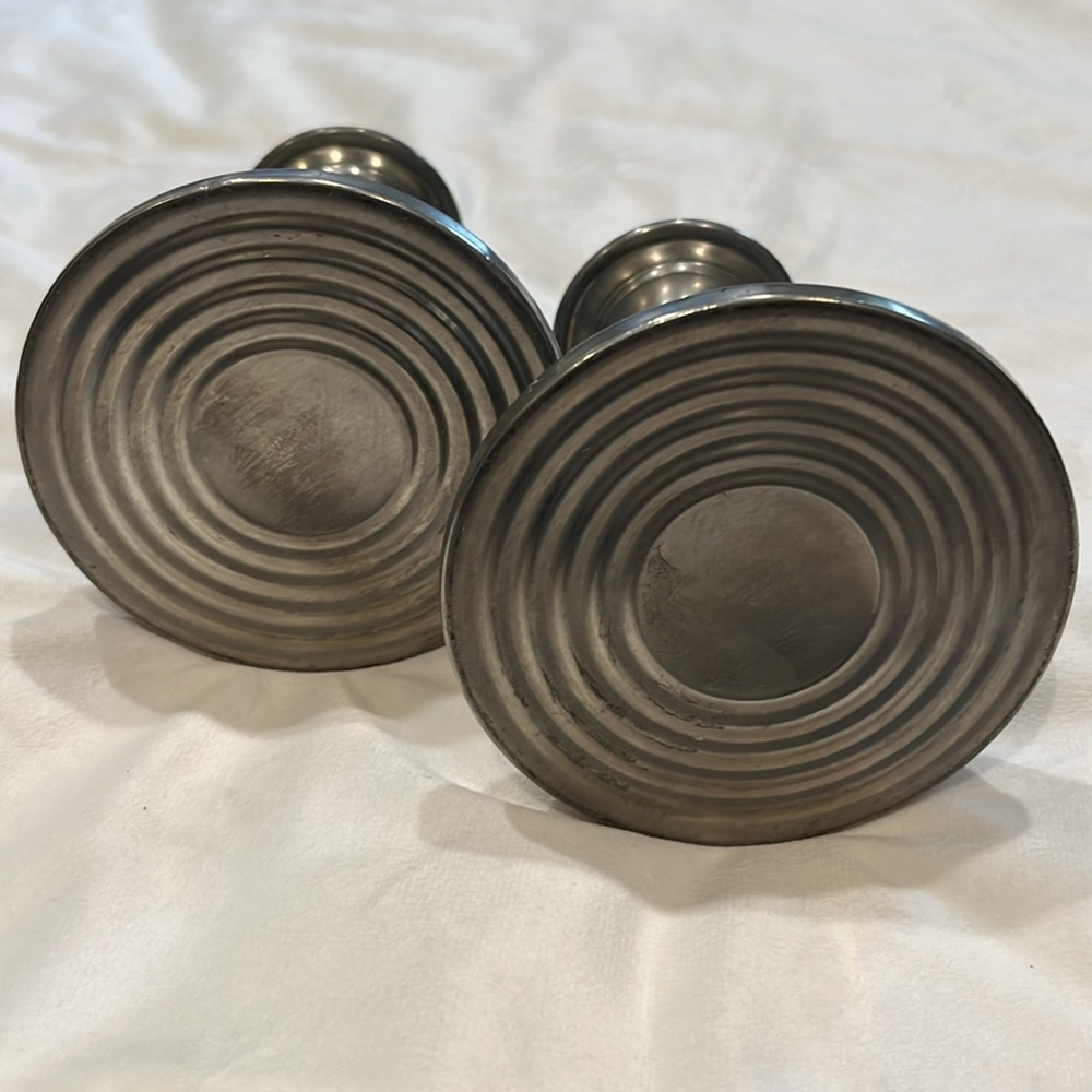 Pair of Vintage Web Pewter weighted 4 1/2 inch tall candlestick holders - Picture 6 of 8